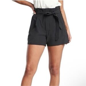 Athleta Black High-Waist Paperbag Tie-Belt Shorts